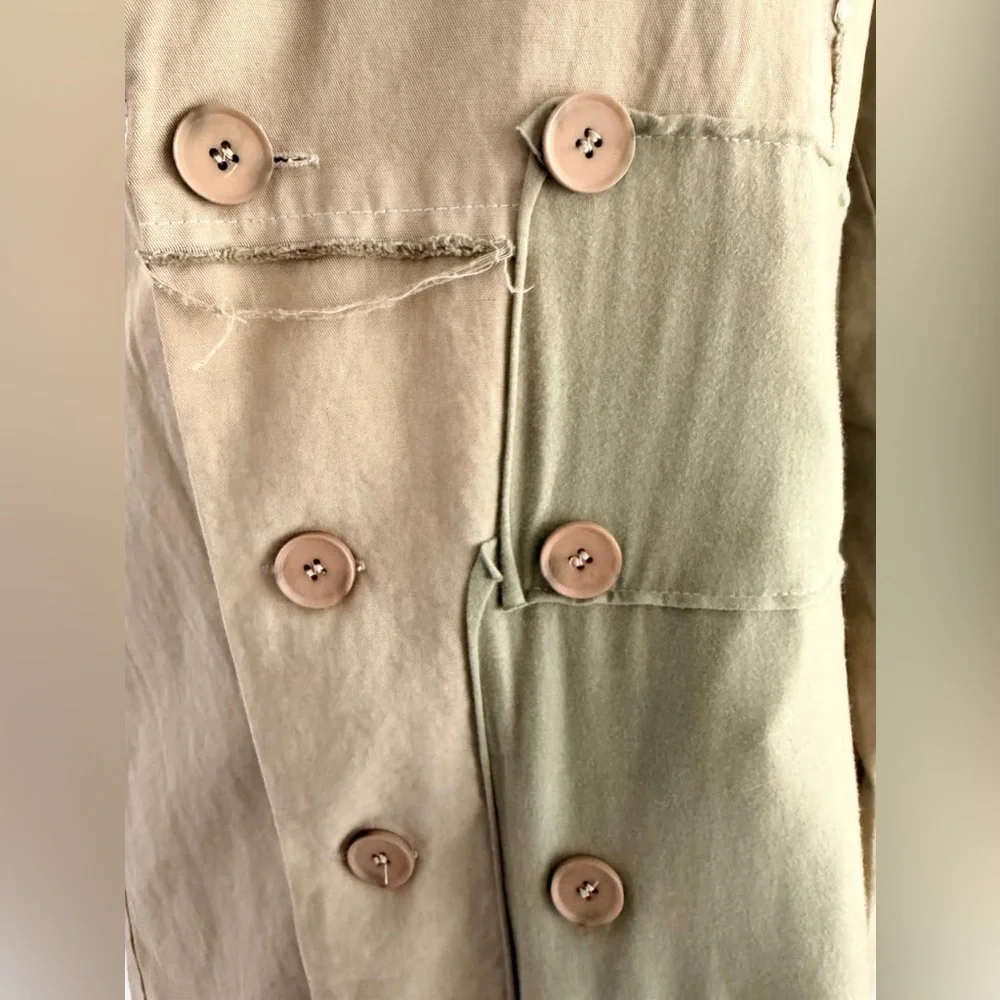 Olive Green Women's Double-Breasted Pea Coat - Picture 6 of 11
